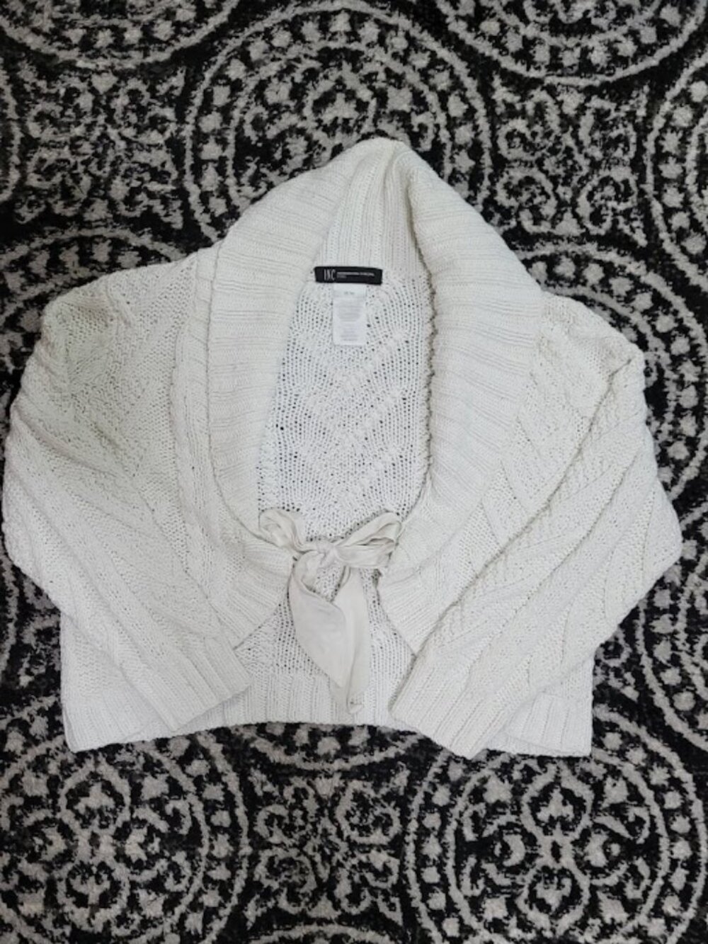 White Cable Knit tie up Blazer